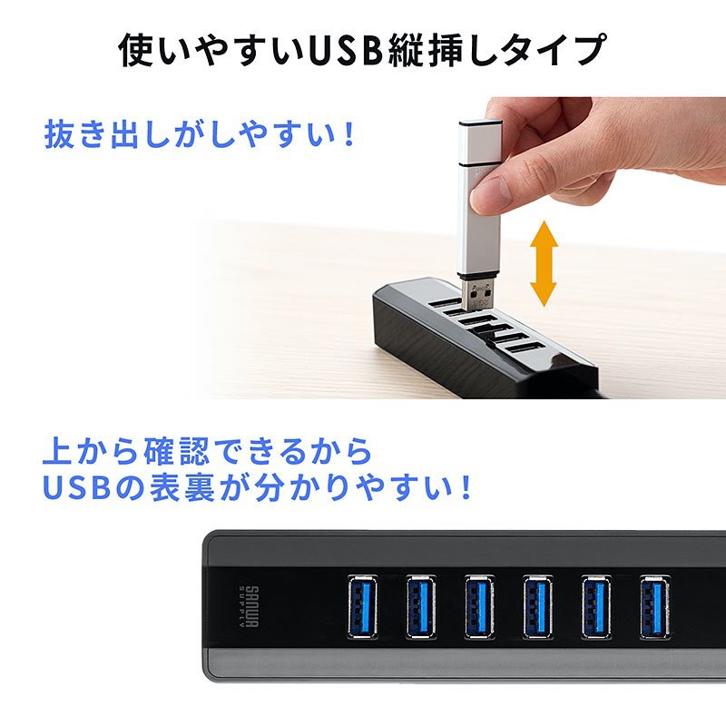 USB3.1 Gen1(USB 3.0)対応7ポートハブ400-HUB070BK03