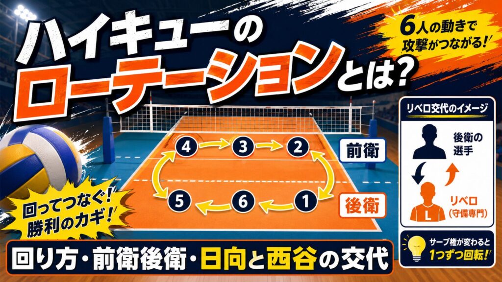 ハイキューのローテーションとは?回り方・前衛後衛・日向と西谷の交代を解説