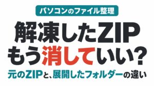 解凍したZIPはもう消していい？元のZIPと展開したフォルダーの違い
